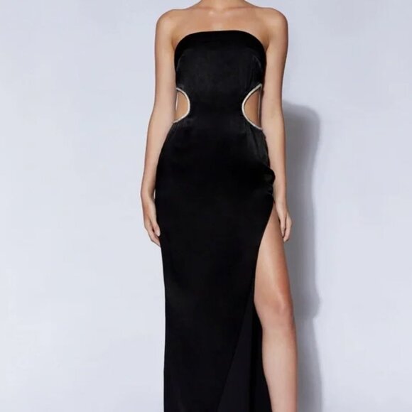 Meshki LAWRY Diamante Cut Out Maxi Dress Black NWT Size Medium - Picture 4 of 15